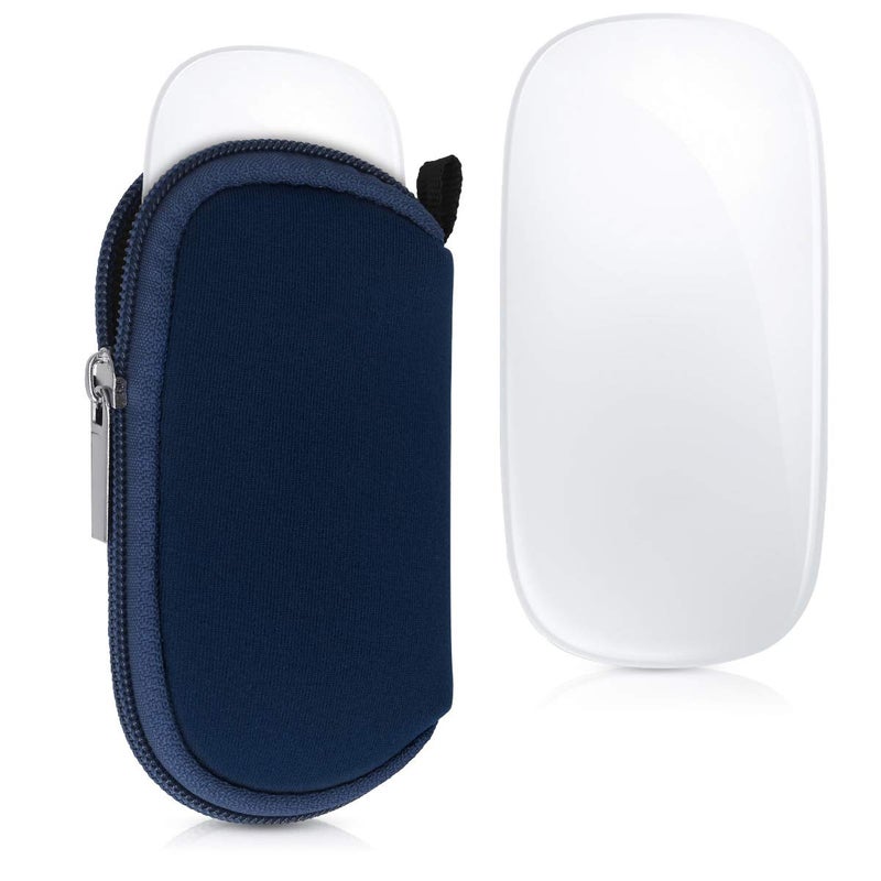 kwmobile Neoprene Case Compatible with Apple Magic Mouse 1/2 - Case for Mouse Soft Pouch Carry Bag - Dark Blue - Image 5